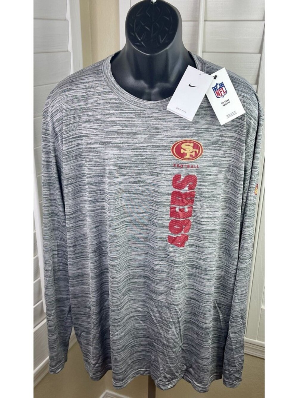 Nike NFL San Francisco 49ers LS Sideline Velocity Performance T-Shirt, Men’s 3XL
